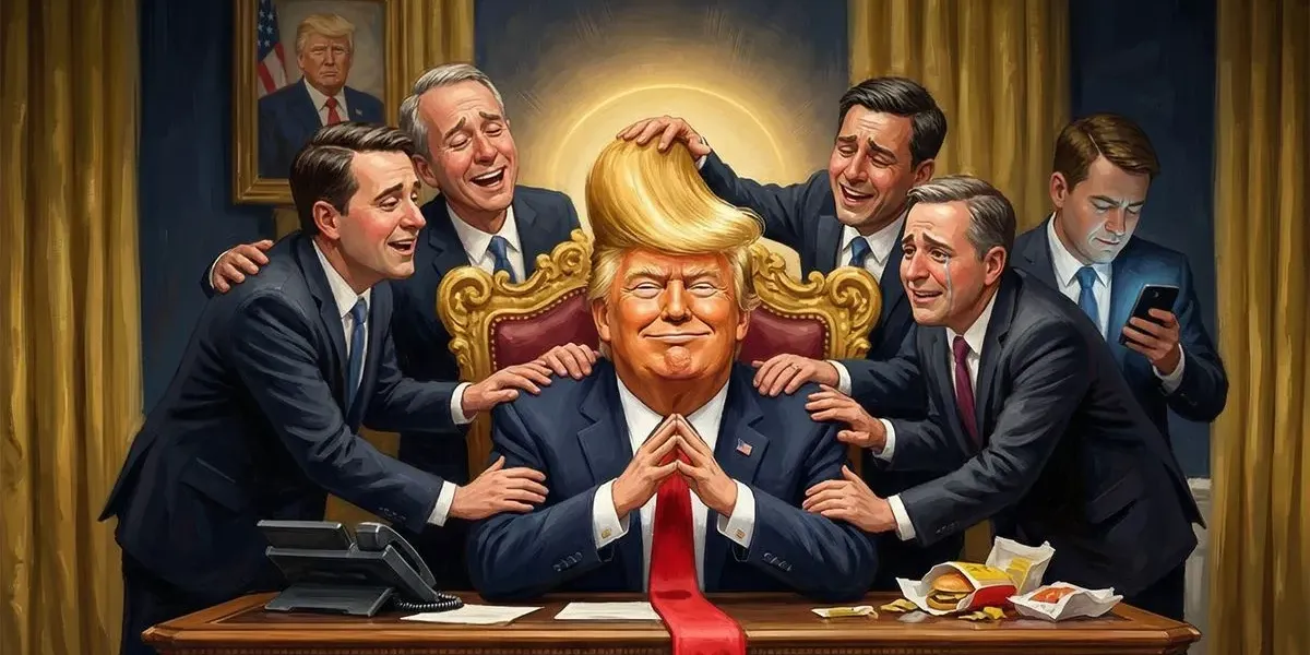 Parody of the Oval Office prayer scene