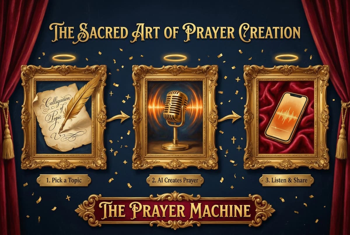 How TrumpPrays works: Pick a Topic, Get Your Prayer, Listen & Share